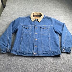 Wrangler Denim Jacket Men's 42 Blue Blanket Lined‎ Corduroy Collar Made in USA
